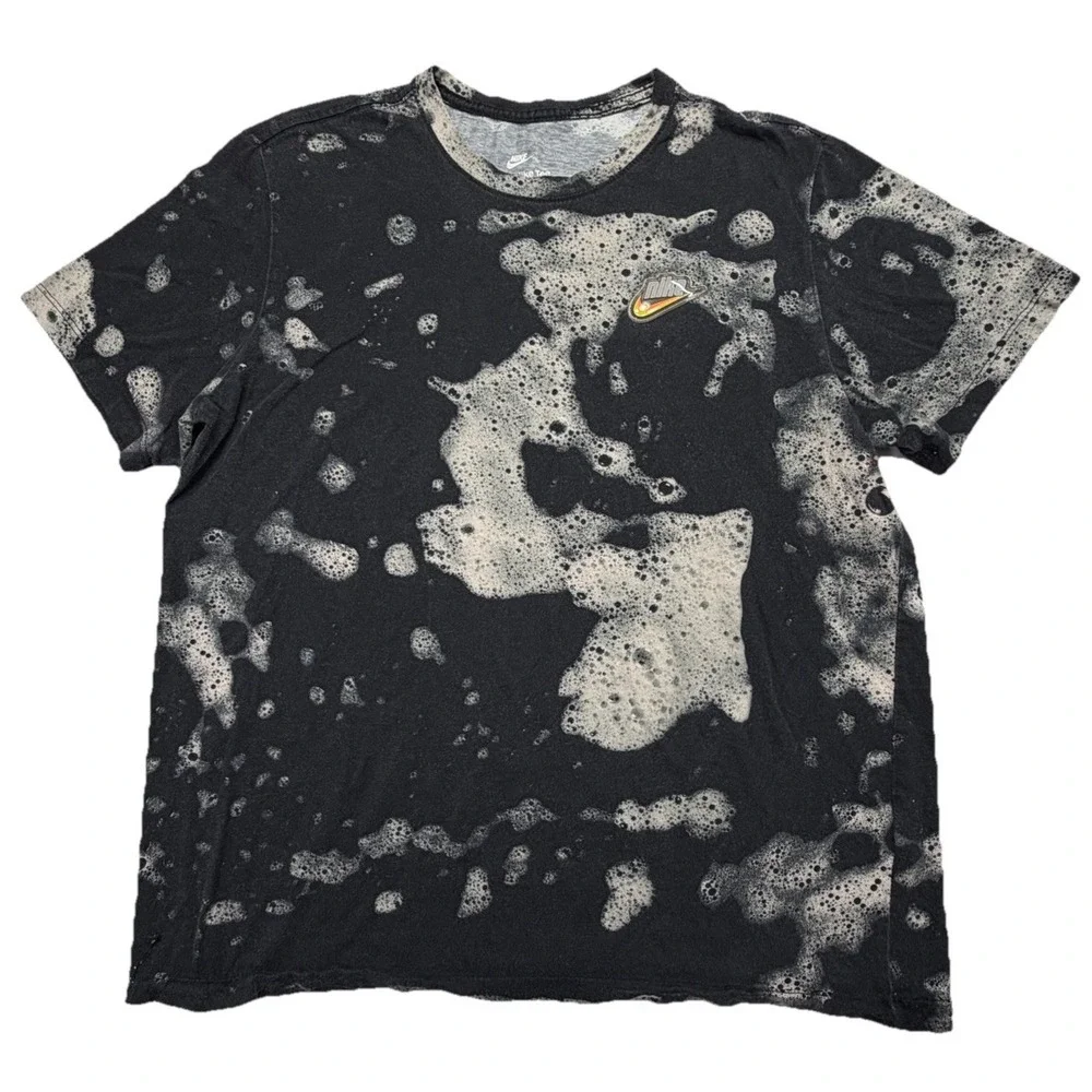 Nike Keep It Clean Soap Bubble Splatter T‎ Shirt Black Gray Large DM2218-010